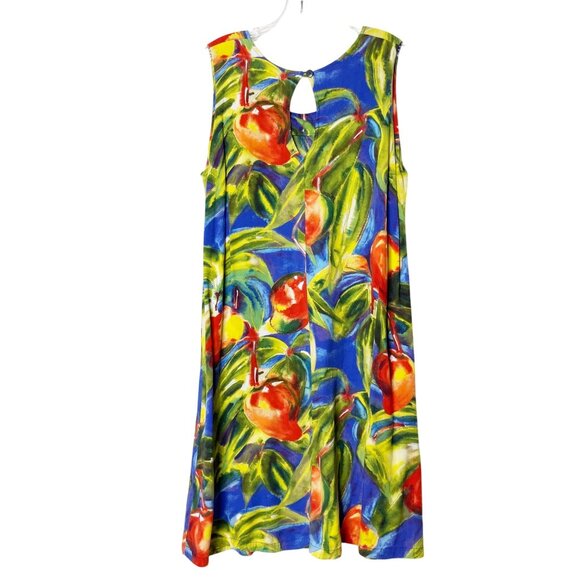 Jams World Fruit Cherry Hawaiian Floral Sundress Tropical Beach Resort M/L Rayon - Picture 2 of 8
